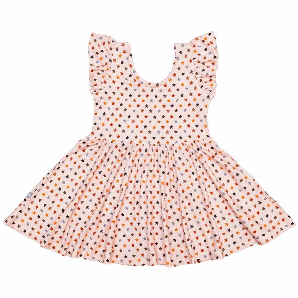 Macaron+Me Dress - 4T - Excellent Used - work once - dusty pink w/ neutral stars